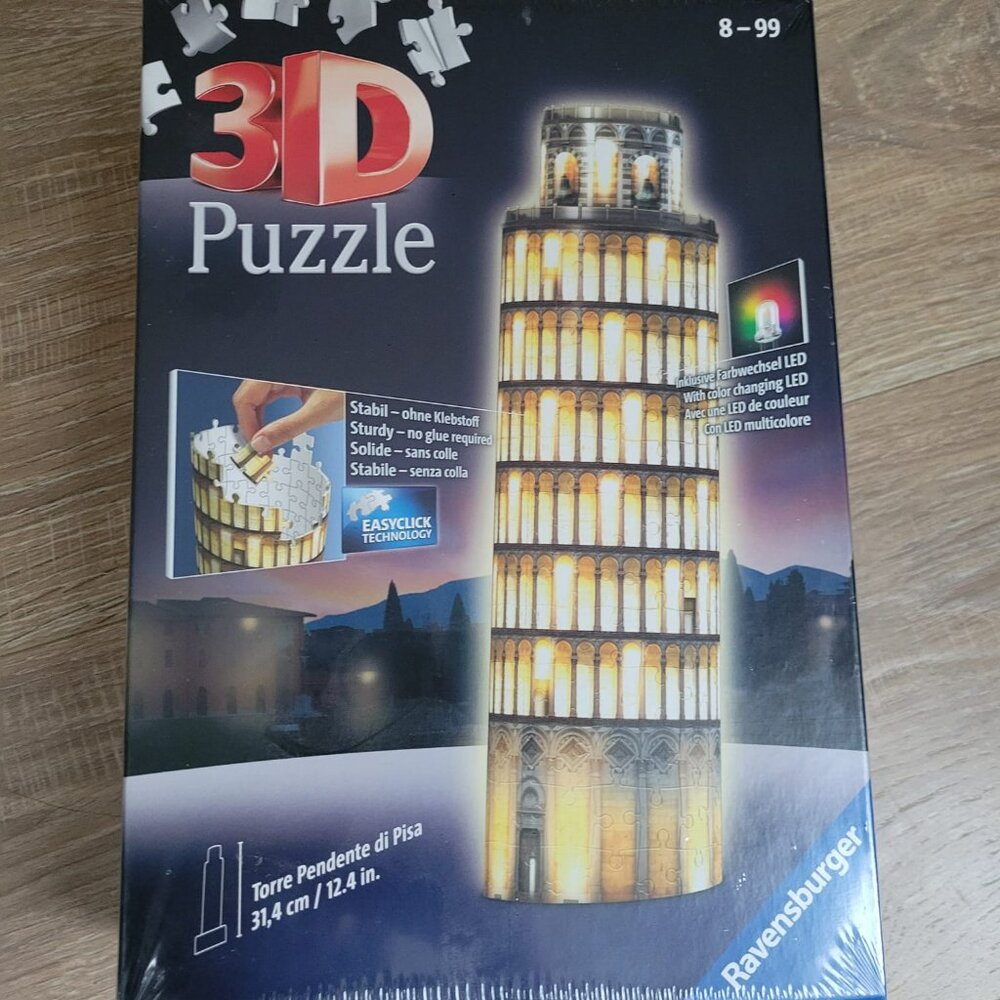 NIB Ravensburger Leaning Tower of Pisa Light-Up 3D Puzzle